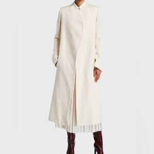 The Row Marion Coat in Pearl White size US 0 Midi Flared Sleeves Cotton & Silk